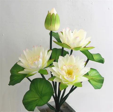 Один искусственный Лотос, цветок, бутон, искусственный Лотос с зеленой лягушкой, шелковая водяная Лилия, 10 стеблей для свадьбы, искусственные цветы