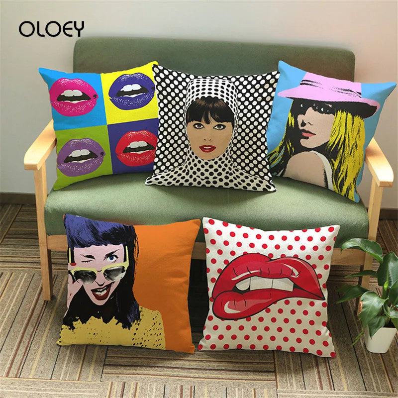 

Pop Art Pillowcase Decorative Pillowcase Beauty Lipstick Chair Seat Square Car Pillowcase Home Life Textile Soft and Comfortable