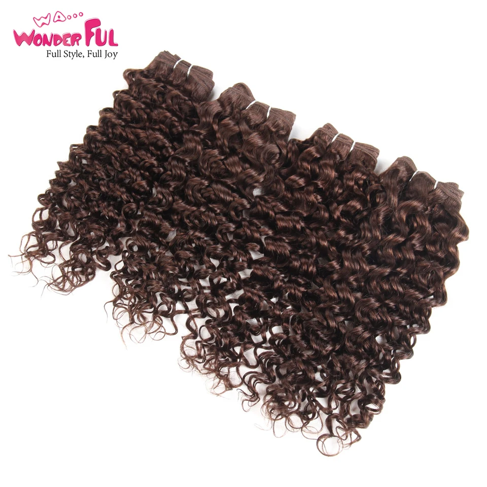 Бразильские кудрявые волосы Джерри волнистые 4 пряди 190 г 1 упаковка человеческие
