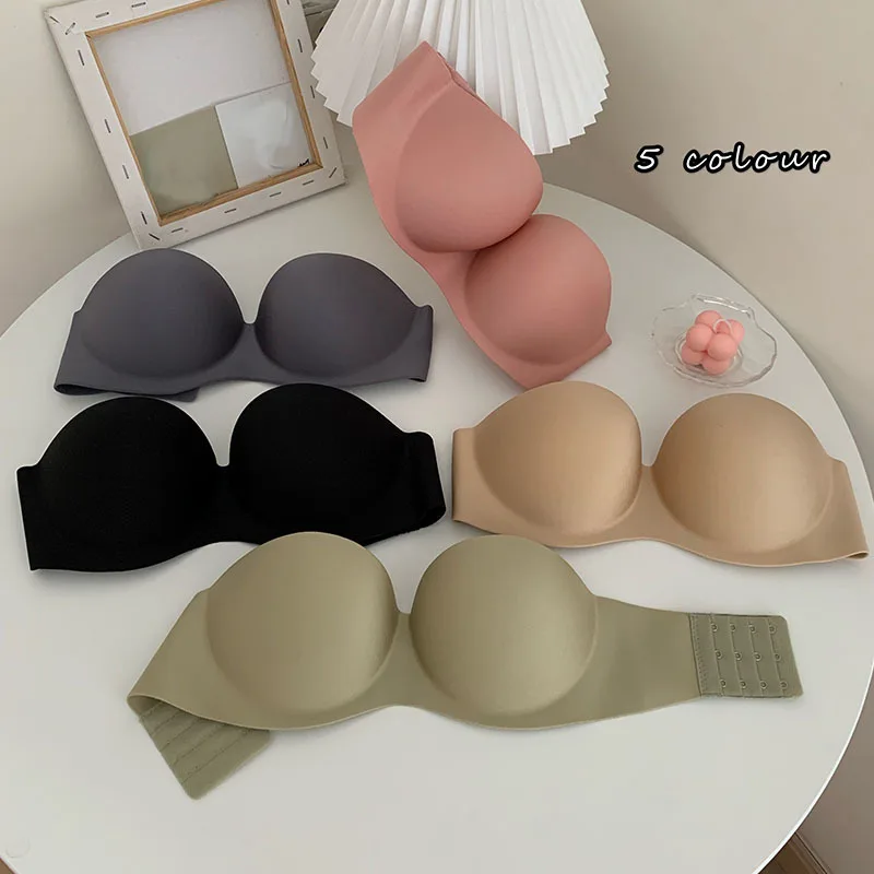 

New Sexy Strapless Underwear No Steel Ring Bra Small Chest Gathered Beautiful Back Girl Bra Tube Bra Strapless Top Wrap Top