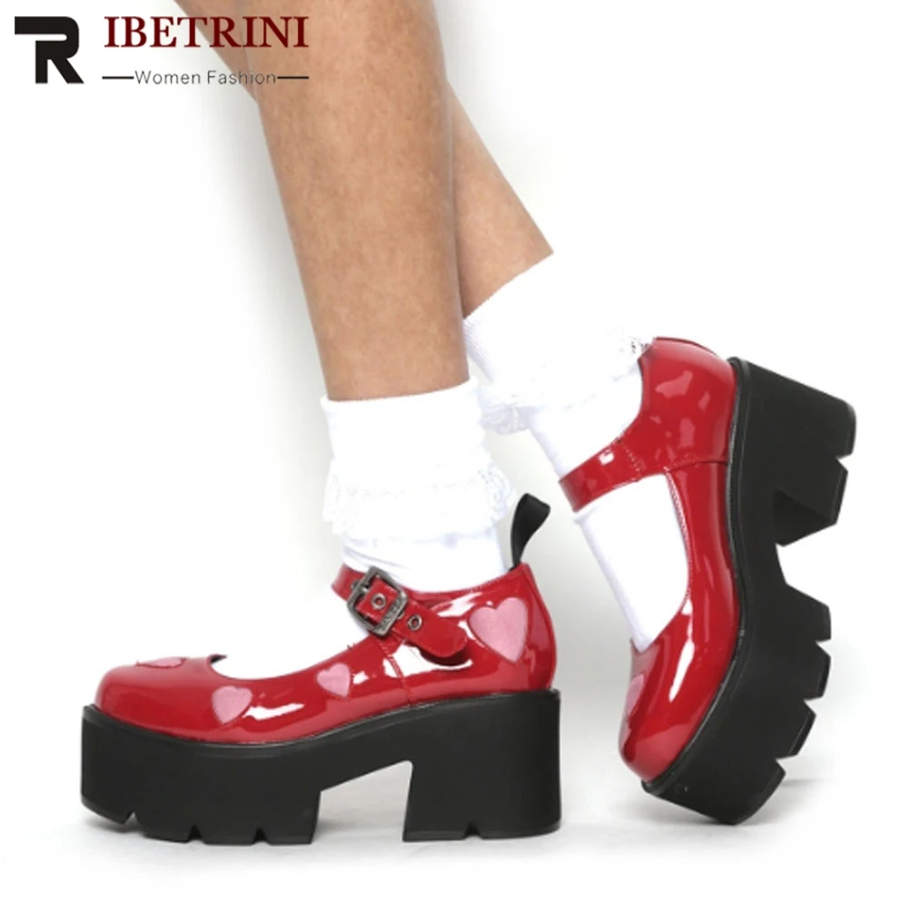 

Doratasia/Новое поступление Женская обувь с ремешком и пряжкой круглый носок, на платформе, женские туфли-лодочки на каждый день, в стиле панк, го...