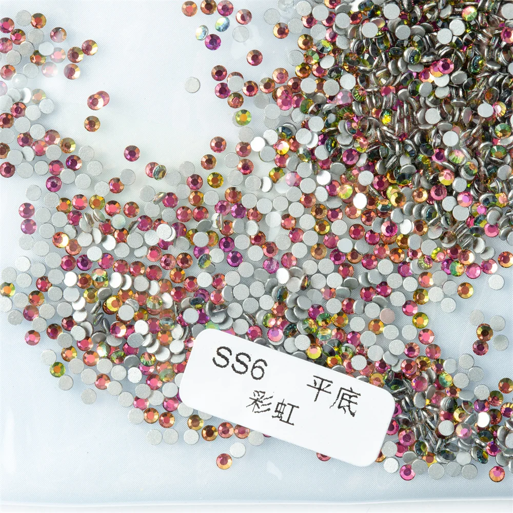 

2028 SS3-SS34 Rainbow Non Hot Fix Rhinestones Nail Crystal Strass for Christmas Nail Art Decorations FC173