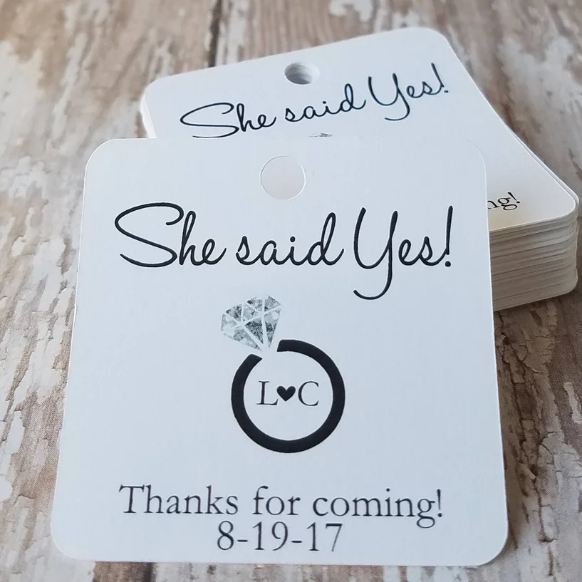 Индивидуальная печать она сказала Да помолвка свадебный душ бирка с кольцом