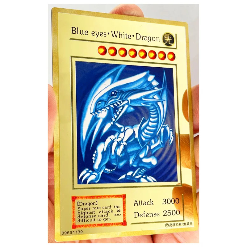Золотая металлическая открытка Yu Gi Oh DIY голубые глаза белый дракон черный