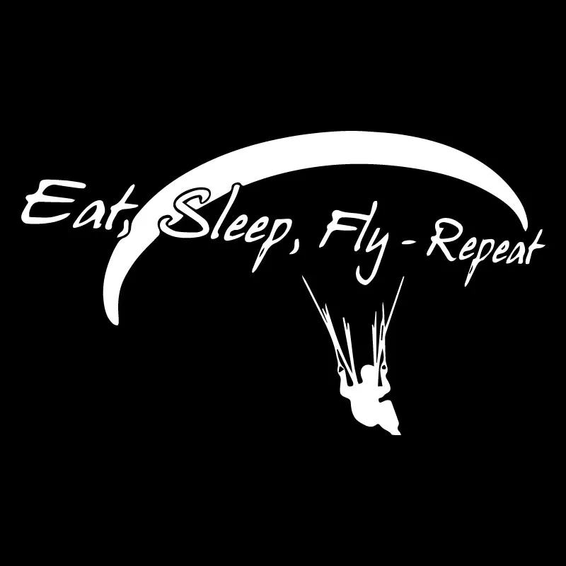 

PARAGLIDING Eat Sleep Fly Repeat Fashion Stickers Decals Car Styling Black/Silver Cover Scratches Anti-UV Waterproof Accessories