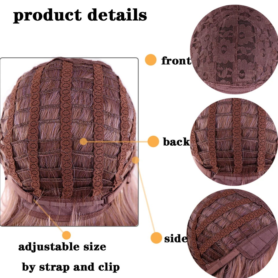 AILIADE Short Synthetic Wigs with Bangs for Women Green Orange Water Wave Bob Wigs Heat Resistant Lolita Cosplay False Hair