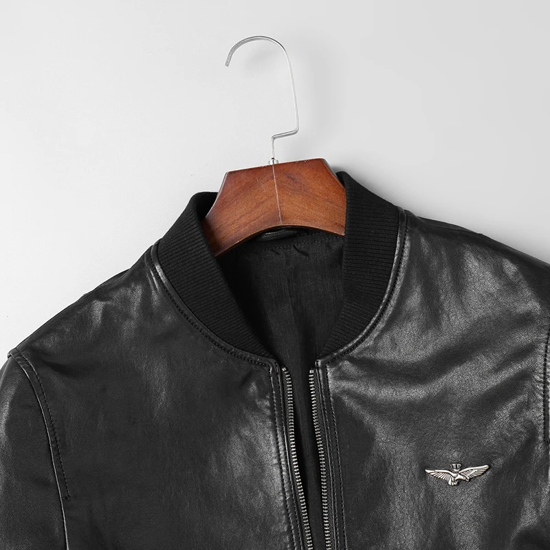 DK хорошее качество растительного танина кожа овчина пальто для мужчин ребристые