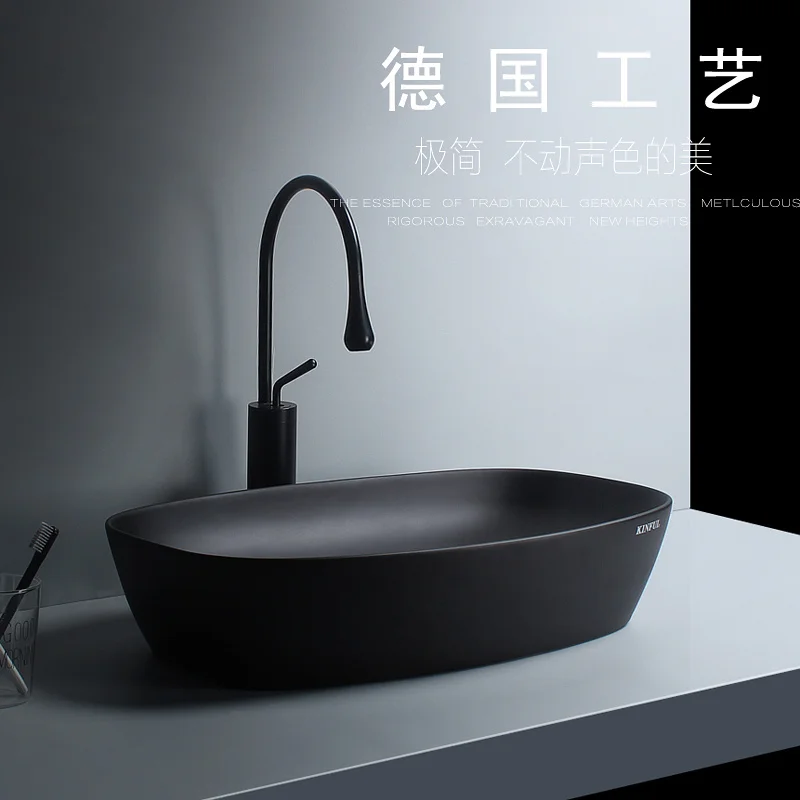 Раковина для ванной современный простой матовый черный керамический Настольный