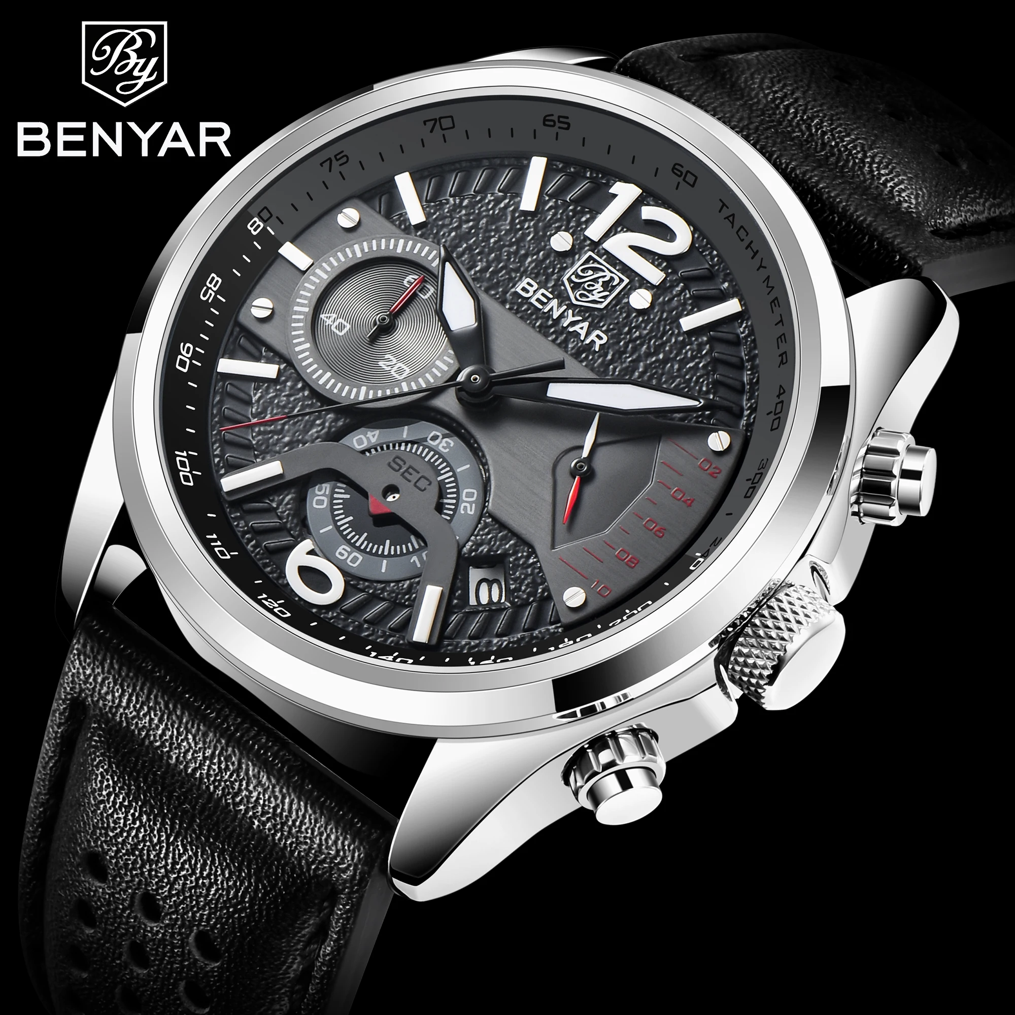 

2021BENYAR New Men's Watch Luxury Quartz Watch Automatic Chronograph Clock Military Business Waterproof Wristwatch Montre Homme