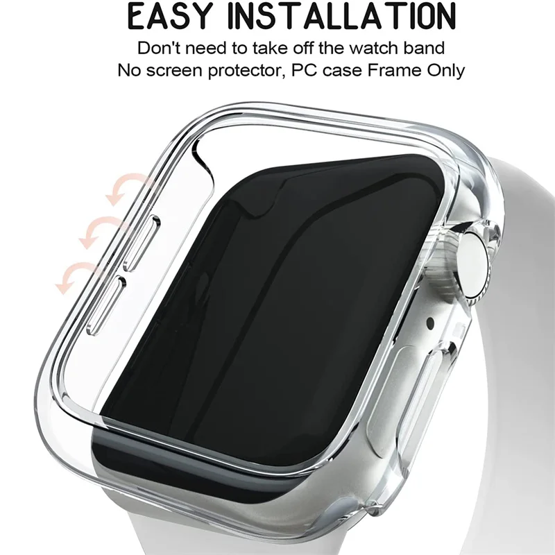 Plastic Case For Apple Watch 45MM 44MM 42MM 41MM 40MM 38MM Bumper Screen Protector Shell IWatch Accessorie Series 7 6 SE 5 4 3