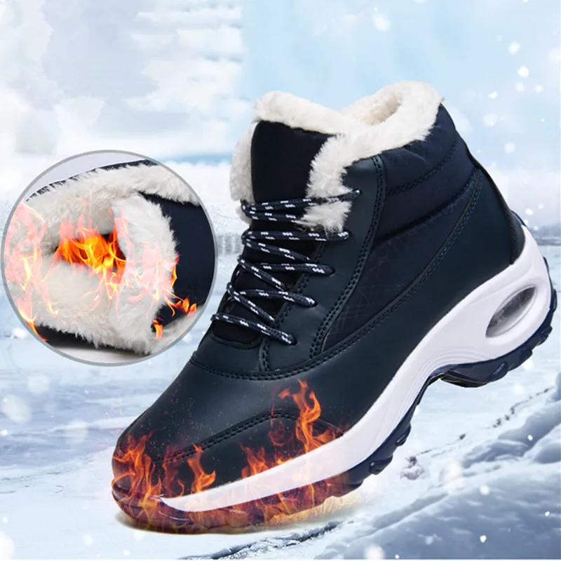 

Женские зимние теплые зимние ботинки, бархатные женские повседневные уличные хлопковые ботинки, нескользящая Водонепроницаемая женская о...