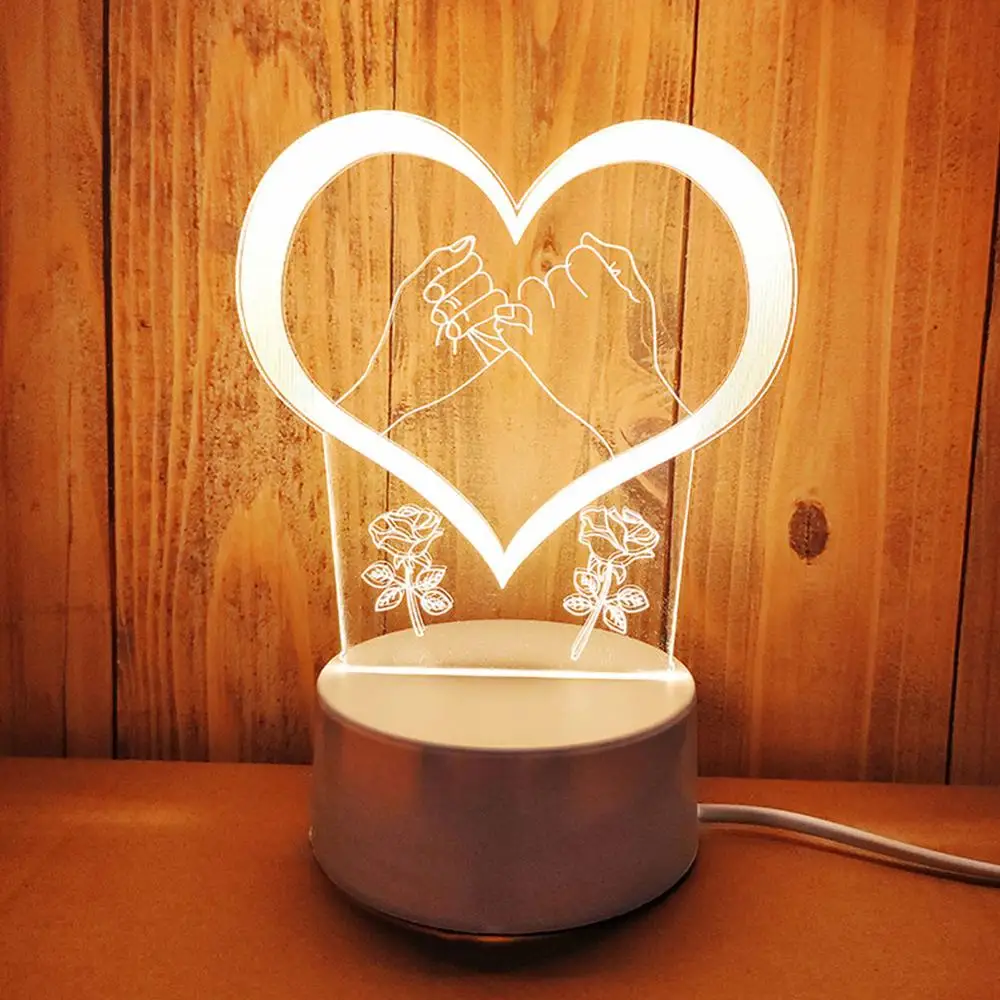 

3D Sensor Night Light USB Cartoon Light Acrylic Atmosphere Lamp 3 Changeable Light Colors for Child Room Bedroom Living Room bar