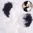 Черно-белый короткий кудрявый парик из аниме-фильма Cruella De Vil для косплея, синтетические волосы, бриллианты для женщин и взрослых