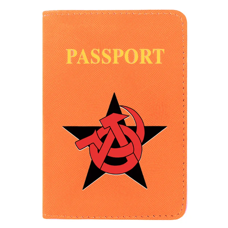 

Antique Sickle Hammer Printing Men Women Leather Travel Passport Cover