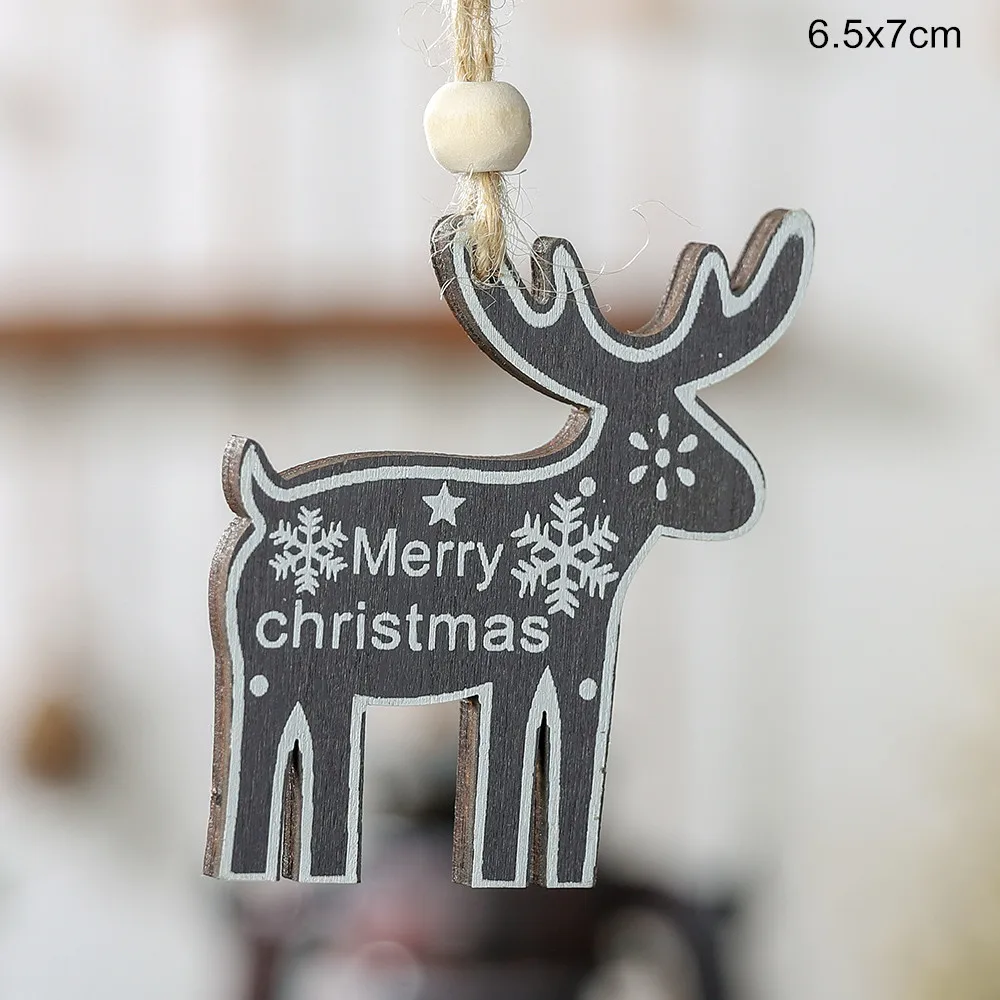 Merry Christmas Elk Деревянные Подвески, украшения орнамент с рождественской елкой DIY деревянные поделки детский подарок украшения для дома Рождественская вечеринка - Цвет: grey elk