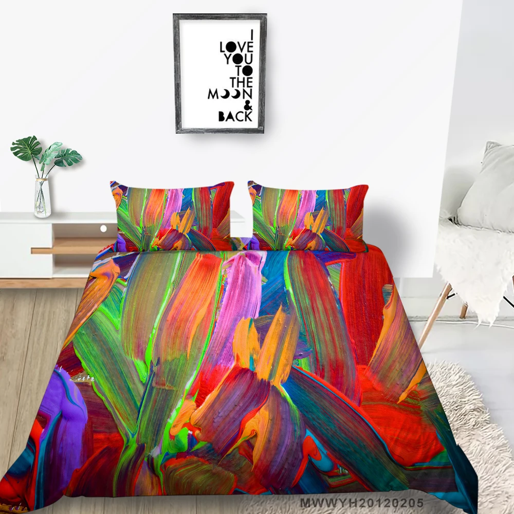 

Queen Size Bedding Set Graffiti Fashionable Cool Duvet Cover Creative Full Twin Queen Single Double King Bed Set Colorful