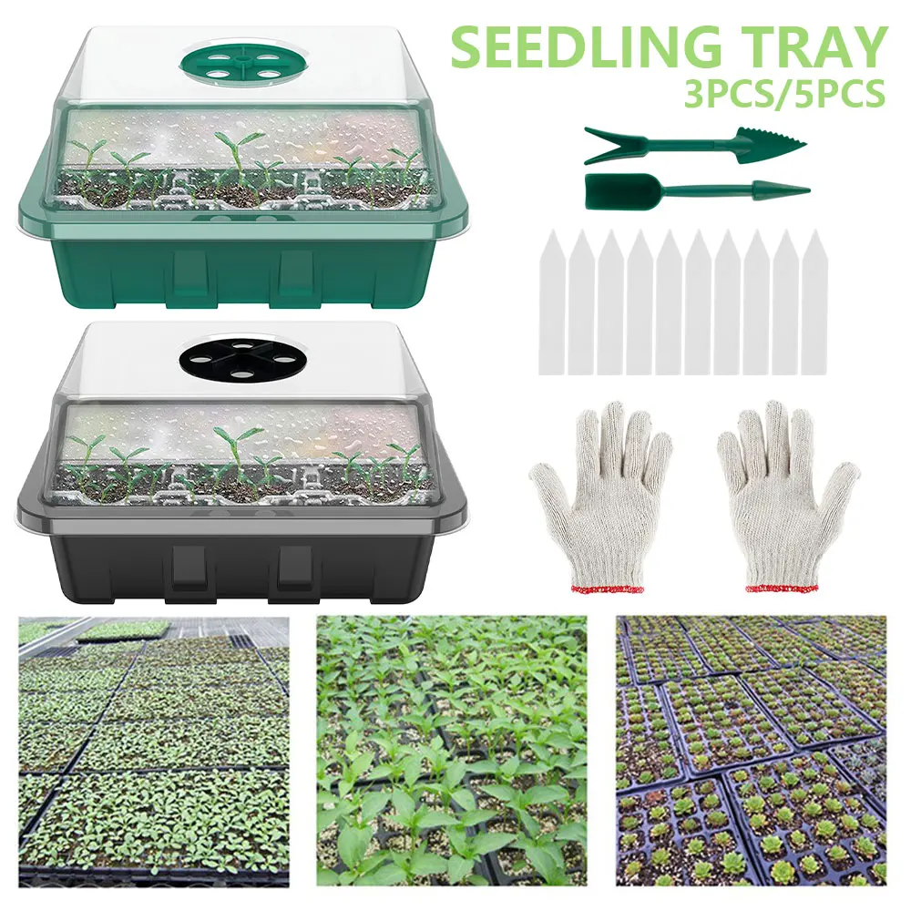 

3/5pcs 12 Holes Plastic Nursery Pots Plant Seeds Grow Box Seedling Trays Germination Box Seedling Starter Gardening Supplies