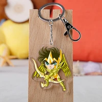 anime saint seiya keychain cartoon figure constellation peripherals transparent acrylic pendent keyring cosplay collect trinket