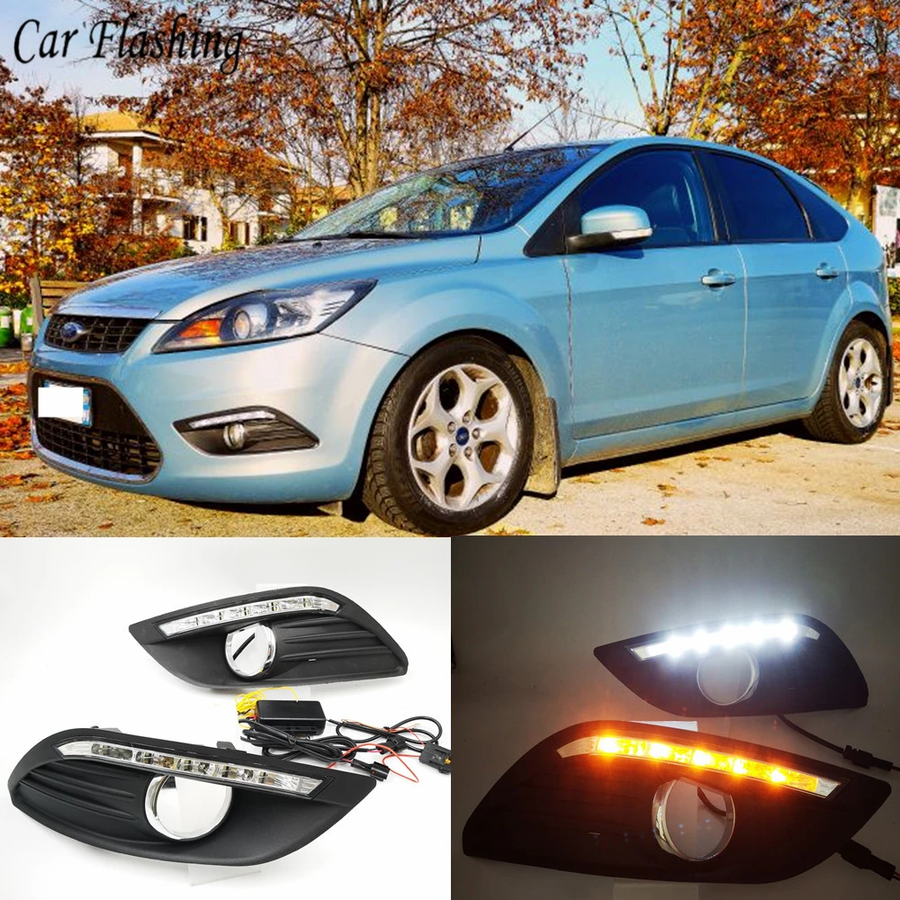 Автомобильная проблесковая 1 комплект для Ford Focus Sedan светодиодный DRL Дневной