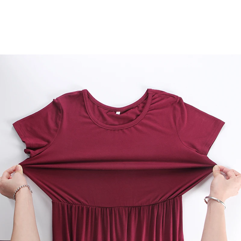 Летнее Длинное Платье Макси новое однотонное повседневное женское платье с