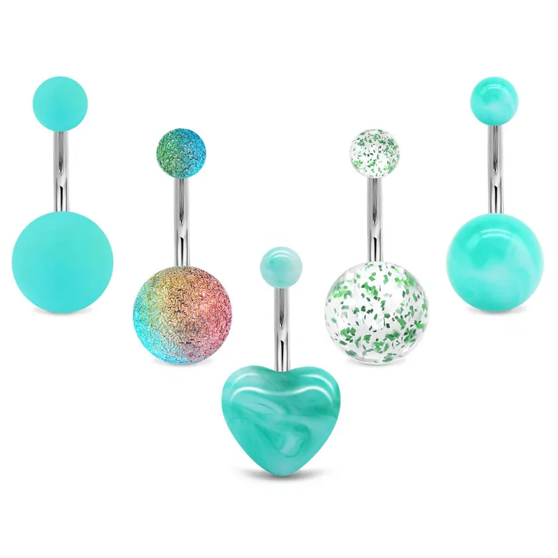 

JFORYOU 5 Pcs Belly Button Rings Stainless Steel for Women Girls Navel Rings 14G 10mm Navel Piercing Body Piercing Jewelry