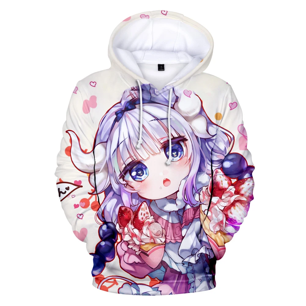 

Kawaii Hoodies Anime Xiao Lin's Dragon Maid Hoodie Sweatshirt Hip Hop 3D Cartoon Jackets Cute Autumn Long Sleeve Boys/girls Coat
