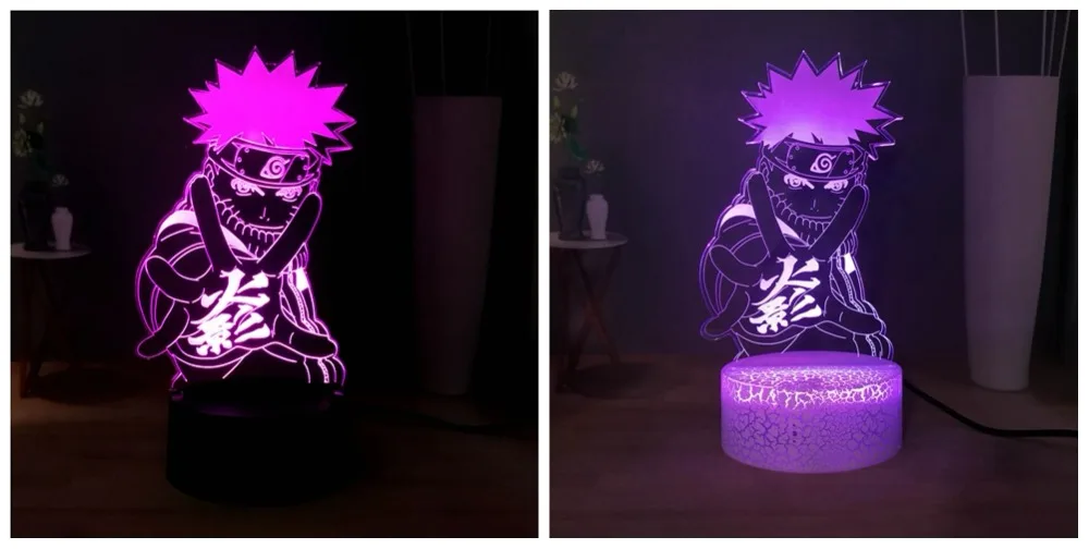 Новинка 3D Иллюзия настольная лампа Узумаки Наруто Акриловые RGB многоцветный прикроватный светильник USB пульт дистанционного управления светодиодный ночной Светильник Детский праздник
