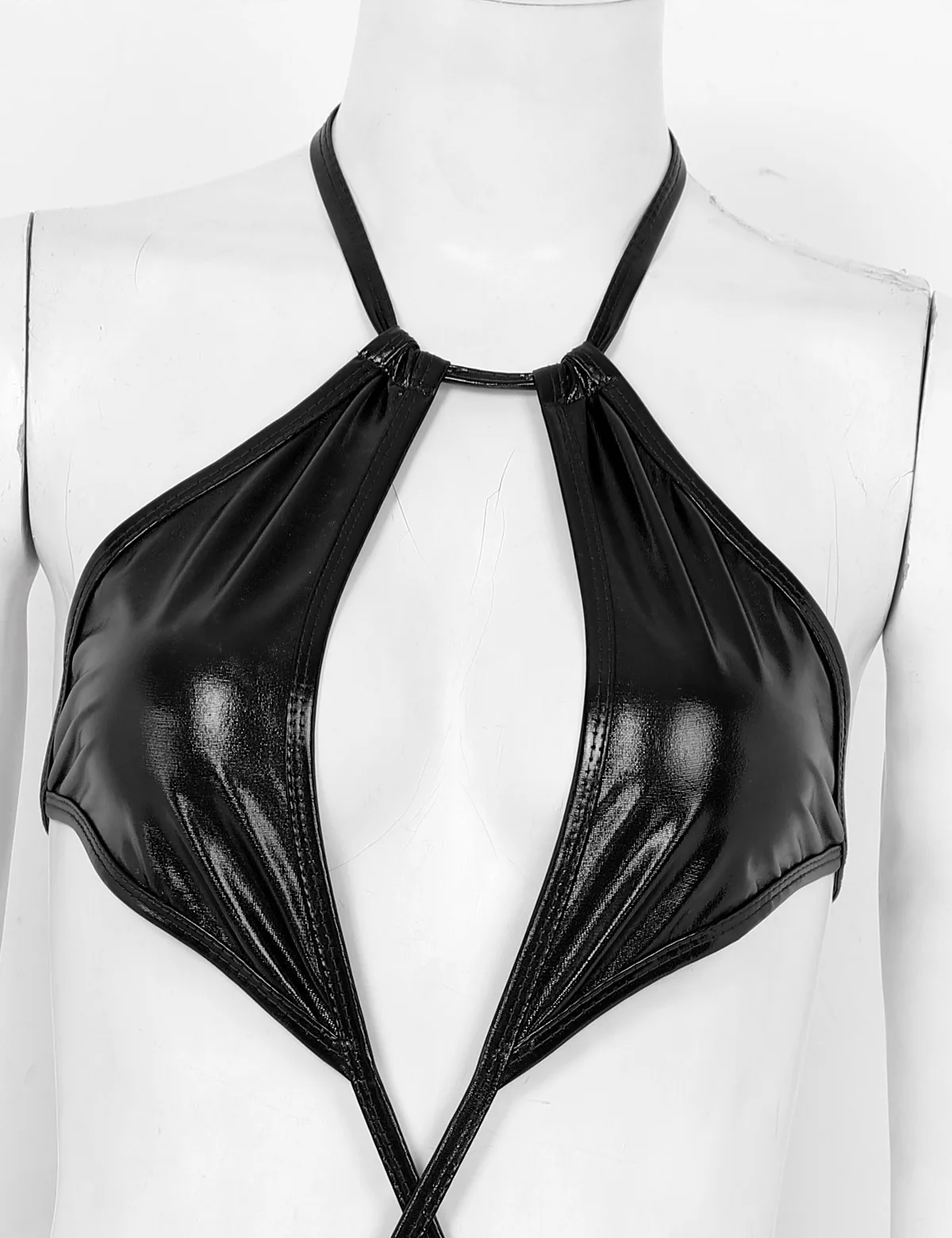 Женский цельный сексуальный костюм-кошка блестящее металлическое нижнее белье