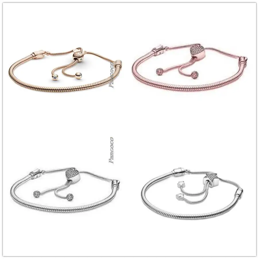 

Authentic 925 Sterling Silver Bracelet Moments Star Clasp Snake Chain Slider Bangle Fit Women Bead Charm Fashion Jewelry