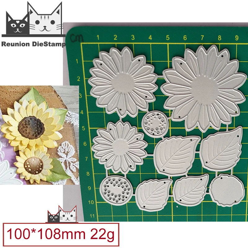 

3D Sunflower Combination Christmas Paper Cut Metal Cutting Dies New Diy Emboss Stencil Scrapbooking Dies For Card Making 2021