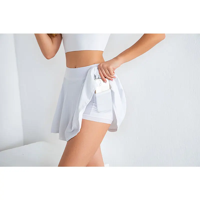 

nude beauty back short-sleeved short skirt frosted pants sports fitness clothes yoga set two-piece female sportswear