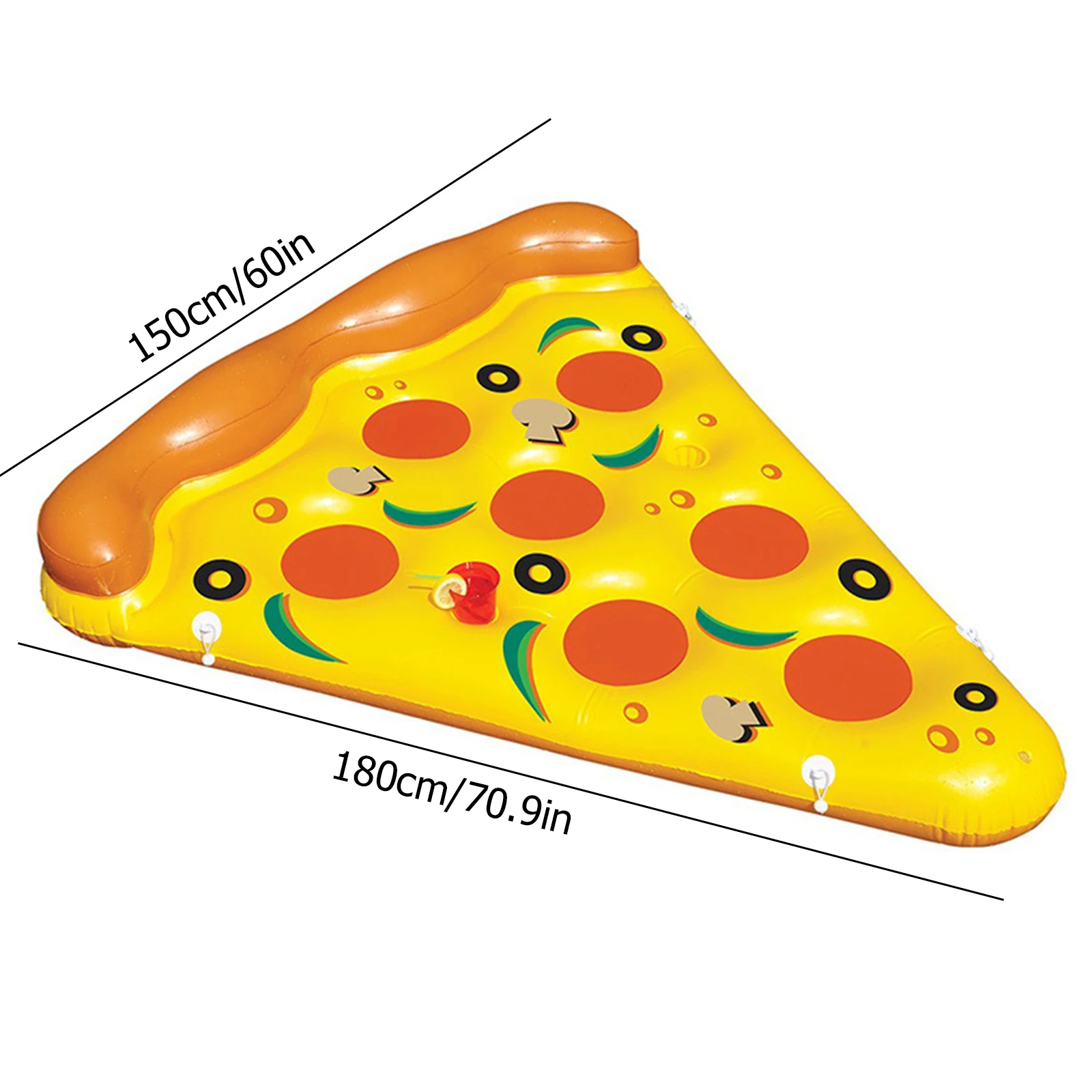 

71 inch Pizza Float Inflatable Lounge, Summer Beach Swimming Pool Party Floatie Lounger, Portable Water Mattress Toys with Holde