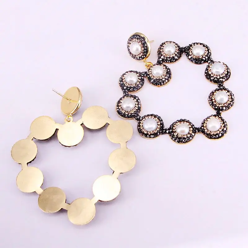 4 пары кристалл горный хрусталь проложили натуральный жемчужный серьги в форме