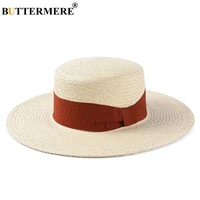 buttermere ladies hats for summer red panama sun hat women ribbon straw hats bowknot holiday beach 2022 female wide brim sun cap