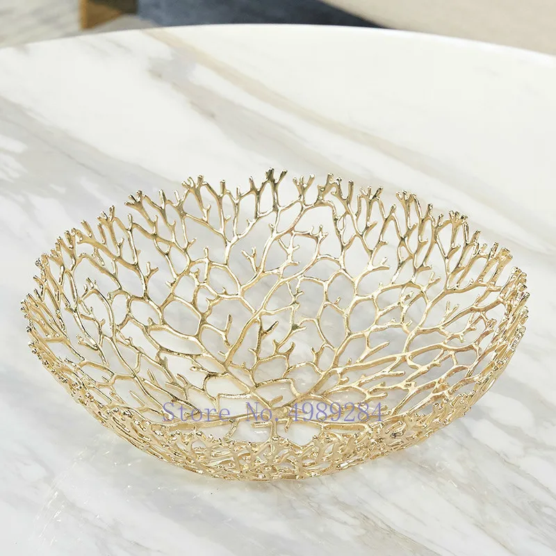 Нордическая Современная креативная металлическая Золотая зернистая блюдо для