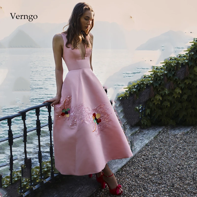 Платье вечернее атласное ТРАПЕЦИЕВИДНОЕ розовое на выпускной|Вечерние платья| |