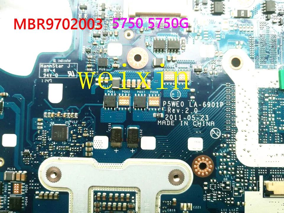 Материнская плата MBR9702003 MB.R9702.003 P5WE0 LA-6901P для ноутбука Acer 5750 5750G HM65 UMA HD DDR3 |