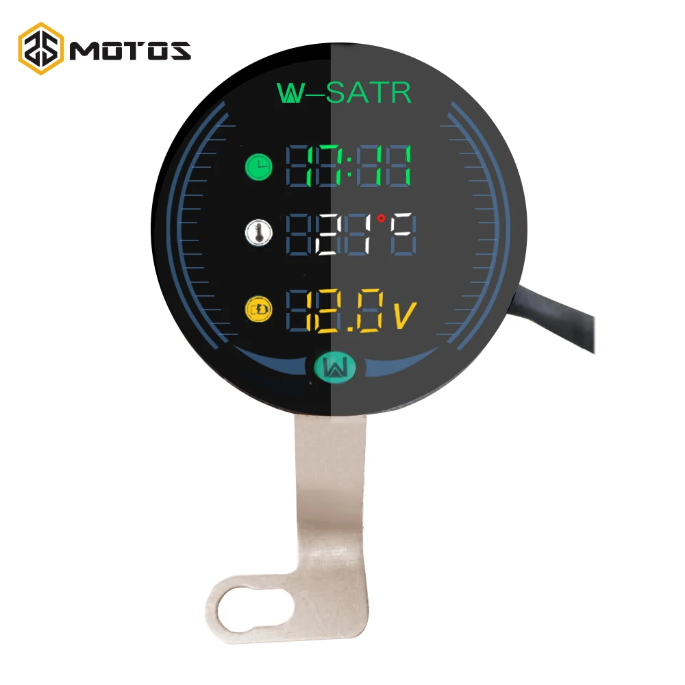 ZS MOTOS Motorcycle Waterproof 9-24V 3-in-1Night Vision Voltmeter Volt Gauge Display Table LED Volt Meter Time Temperature