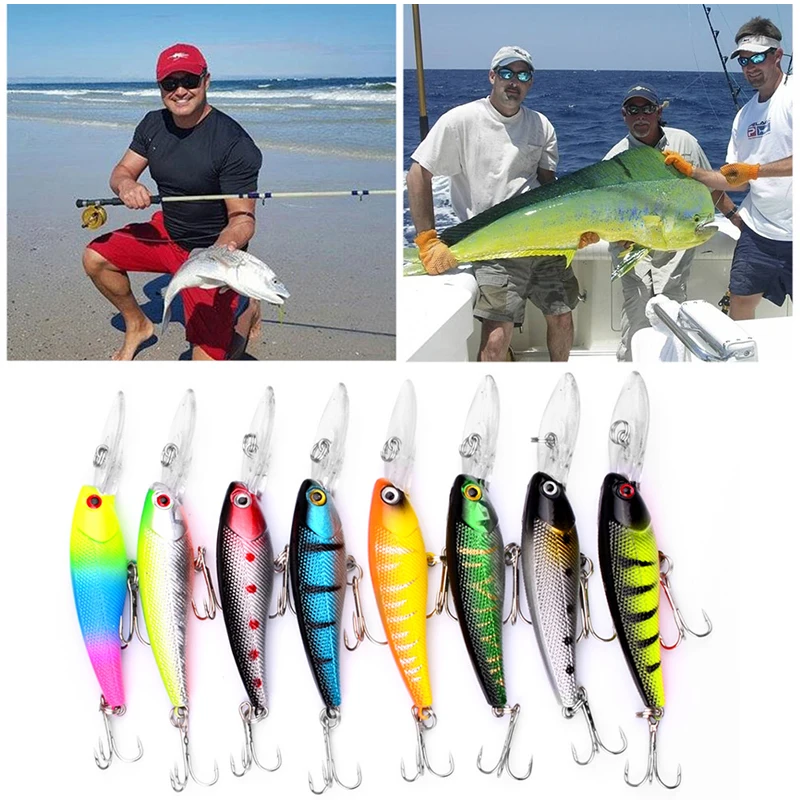 

2Pcs Minnow Fishing Bait 3D Eyes Plastic with 2 Treble Hooks Lure Tackle Very Attractive Preservative Artificial Bait 9cm 8.3g