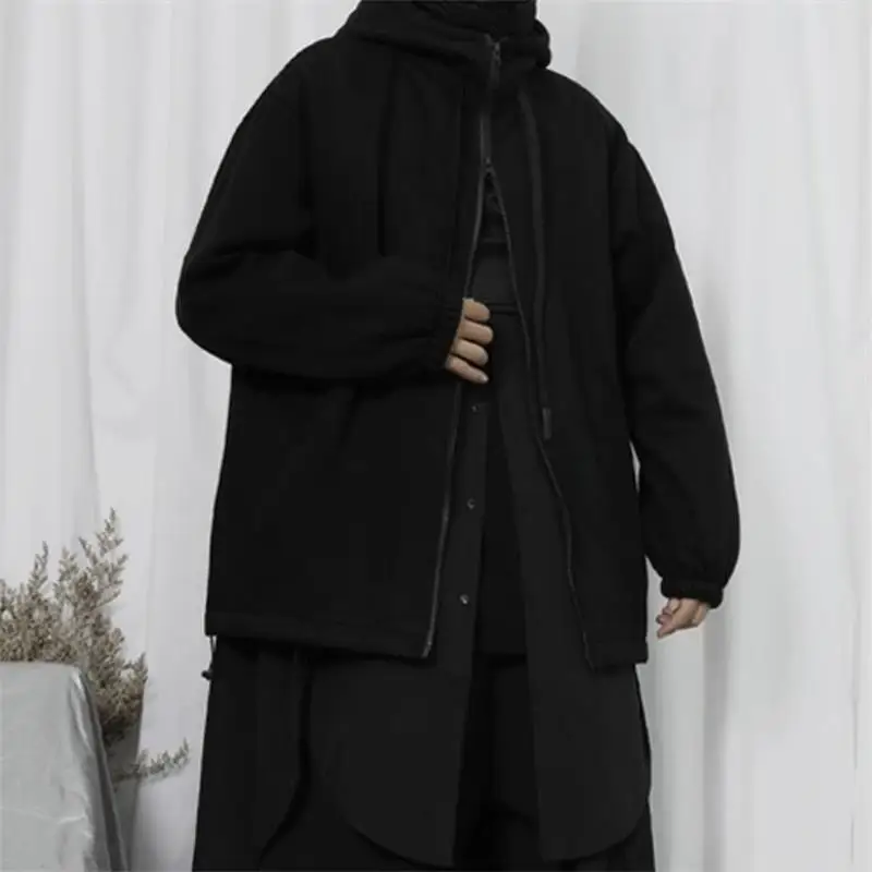 Men's Cotton Coat Hooded Coat Winter New Classic Simple Up And Down Zipper Fashion Casual Dark Large Size Hooded Coat