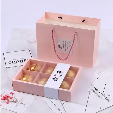 Розовая Подарочная бумажная коробка с матовой крышкой отдельная 6 ячеек упаковка