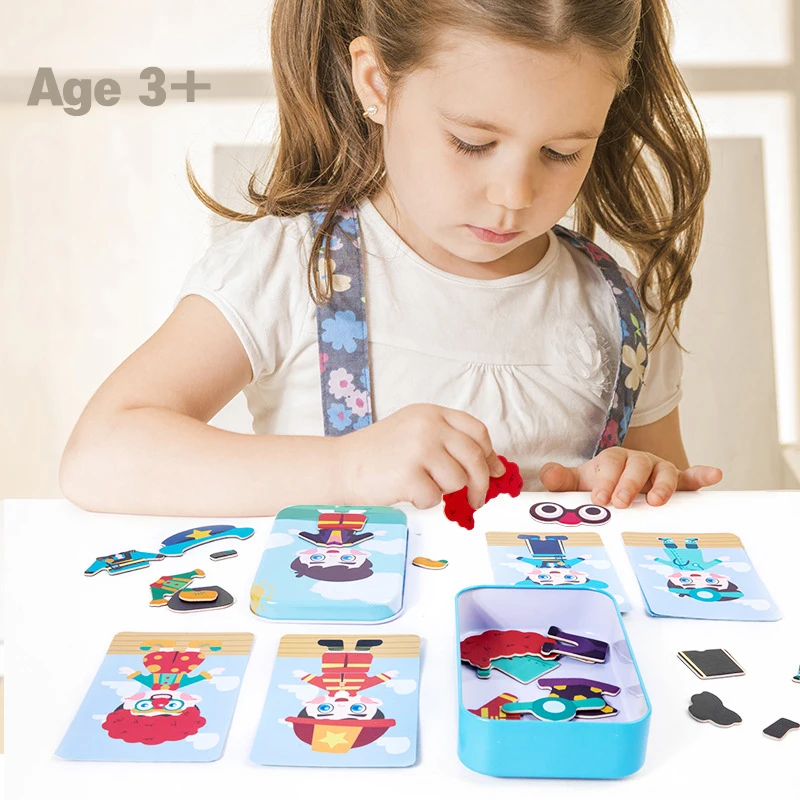 Baby Toys Dress Up Expression Magnetic 3D Puzzle Tin Box Jigsaw For Kids 2 3 4 years Montessori Educational Girls | Игрушки и хобби