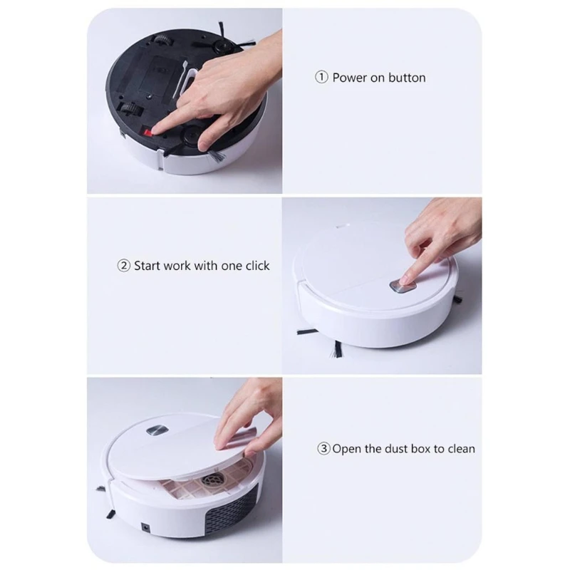 Robot Vacuum Cleaner 1800Pa Suction, 100 min Runtime, Quiet, Slim, Ideal for Pet Hair, Carpets, Hard Floors (White)