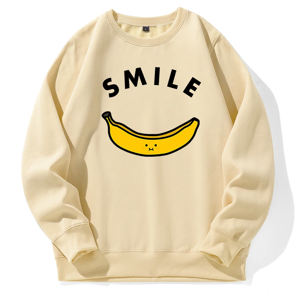 

Hot Sale Smile Banana Cool Printing Sweatshirt Fleece Autumn Streetwear Thick Winter Men Hoody Large Size Fashion Male Hooded