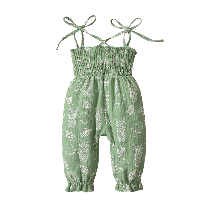 

Pudcoco 0-18M Romper Baby Girls Boys Summer Pineapple Print Sleeveless Casual Fashion 3 Colors Jumpsuit Playsuit Trouser Leotard