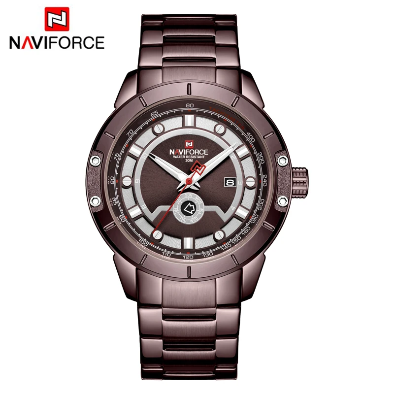 NAVIFORCE Лидирующий бренд Роскошные мужские часы модные деловые повседневные