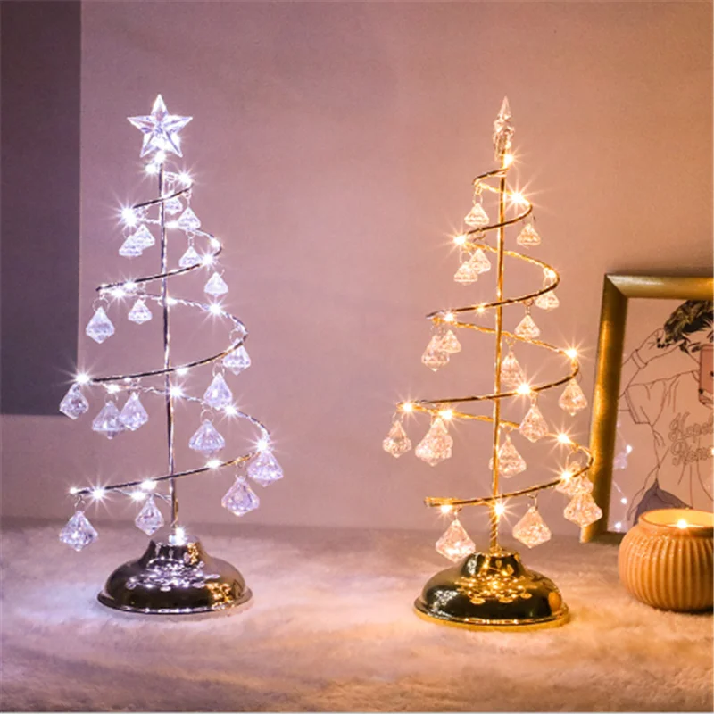 

Домашнее рождественское украшение, светодиодный Рождественский светильник, кристалл, рождественская елка, медный провод, ночник для комна...