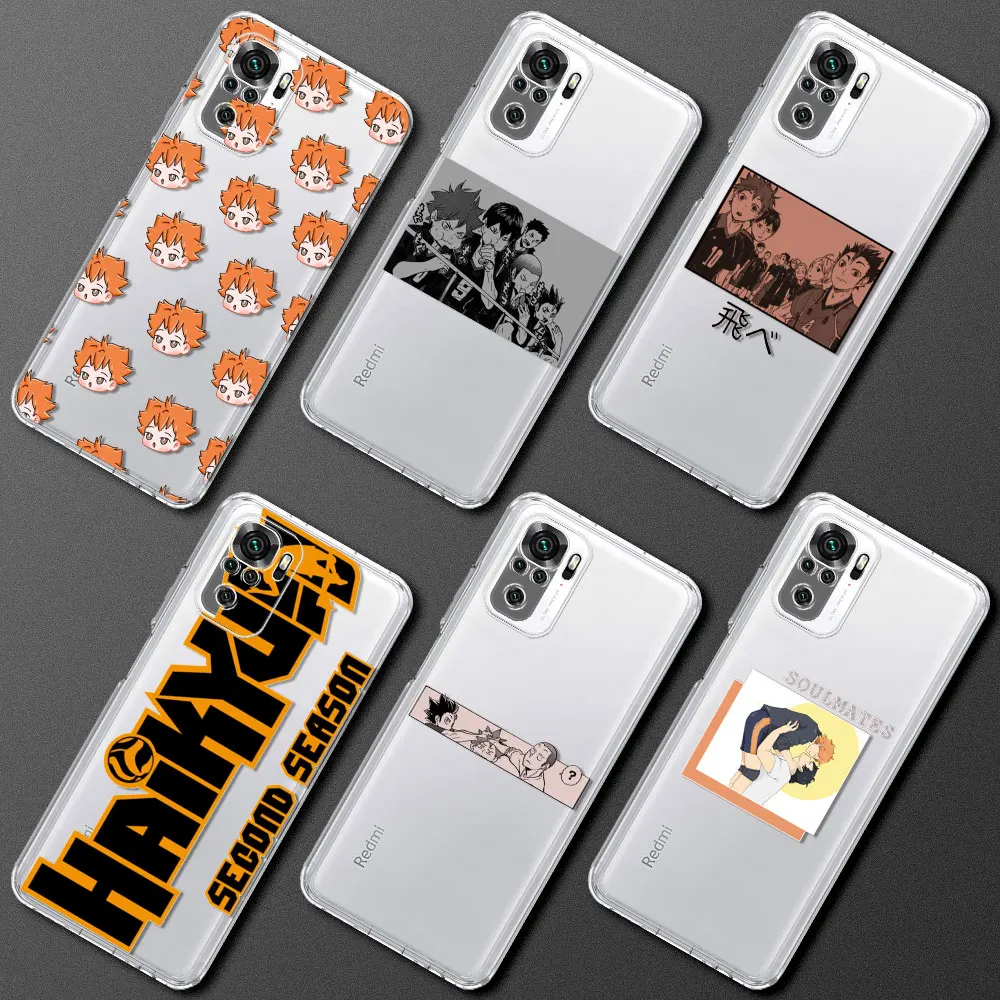 

Silicone Clear TPU Phone Case For Redmi Note 9S 9 8 Pro Max 9C 7 8T 10 9A 7A K40 4G 5G Soft Cover Fundas Anime Hinata Haikyuu