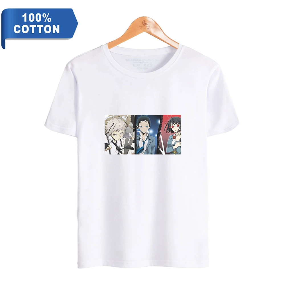 

Bungo Stray Dogs Tshirt O-Neck 100%Cotton Women Men's Tshirt High Quality Harajuku Streetwear Japanese Comic Fashion Clothes