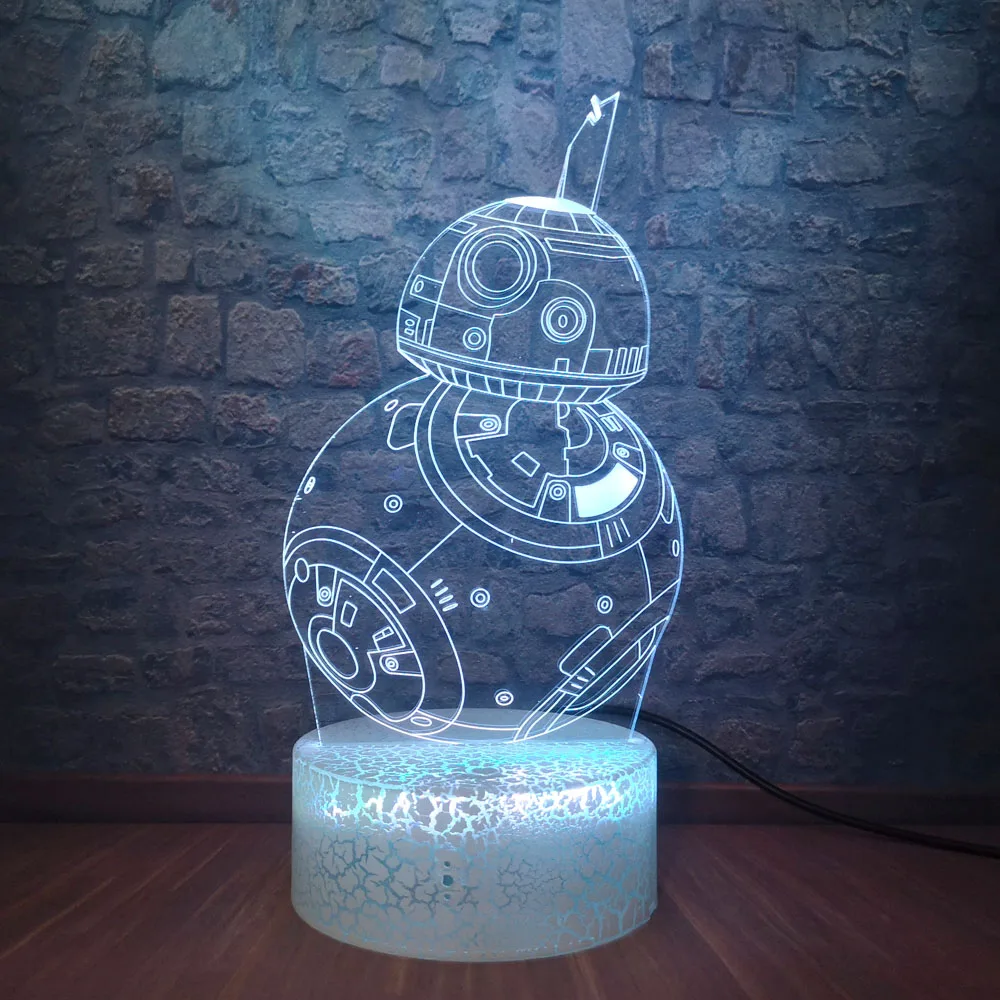 3D Звездные войны, Звезда смерти BB8 ночник 7 цветов меняющийся светодиодный настольная лампа с иллюзией для детей прикроватный Декор Usb Touch Lampara подарки